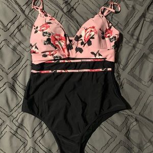 Floral one piece bathing suit